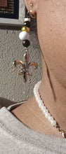 Load image into Gallery viewer, Handmade New Orleans Saints Fleur-de-lis clip on earrings
