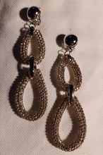 Load image into Gallery viewer, Handmade rhinestone hoop dangle clip on earrings
