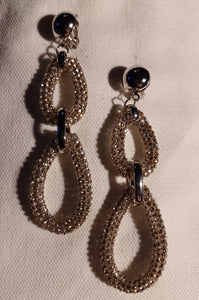 Handmade rhinestone hoop dangle clip on earrings