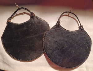 Genuine leather giant fulani earrings