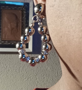 Silver ball bead clip on hoops