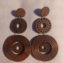 Load image into Gallery viewer, Handmade Wooden boho clip on earrings 4 inch
