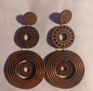 Handmade Wooden boho clip on earrings 4 inch