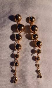 Clip on Long Metal Ball Dangle Earrings