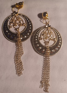 Hammered metal disc clip on earrings 4 inch