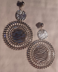 Hammered metal disc clip on earrings 4 inch
