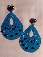 Load image into Gallery viewer, Vintage turquoise boho studded clip on earrings

