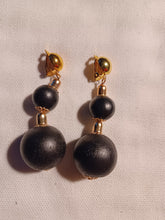 Load image into Gallery viewer, Boho wooden ball bead clip on earrings
