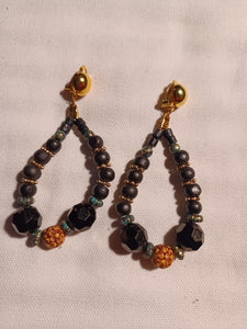 Boho bead clip on hoops