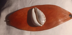 Handmade Giant genuine leather and Cowrie cuff