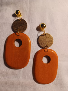 Chunky Handmade Wooden Clip Earrings