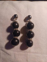 Load image into Gallery viewer, Wood bead and rhinestone clip on earrings
