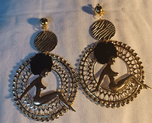 Handmade Afro queen clip on hoops