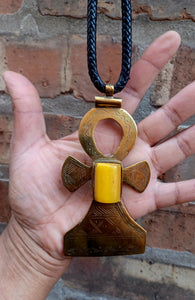 Vintage Large Brass Ankh Necklace