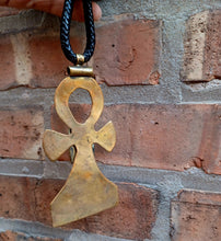 Load image into Gallery viewer, Vintage Large Brass Ankh Necklace
