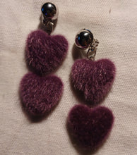 Load image into Gallery viewer, Faux fur clip on heart earrings
