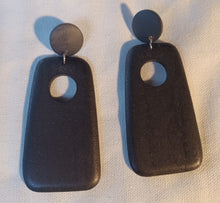 Load image into Gallery viewer, Hand carved minimalist wood clip on earrings
