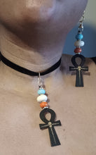 Load image into Gallery viewer, Clip on Handmade Ankh Necklace Set with Clip on Earrings
