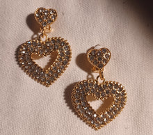 Load image into Gallery viewer, Small Rhinestone heart clip on earrings
