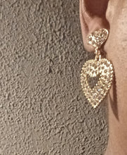 Load image into Gallery viewer, Small Rhinestone heart clip on earrings
