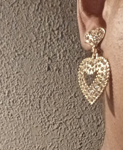 Small Rhinestone heart clip on earrings