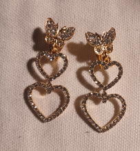 Load image into Gallery viewer, Small Rhinestone heart clip on earrings
