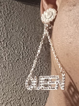 Load image into Gallery viewer, Handmade Queen nameplate clip on earrings
