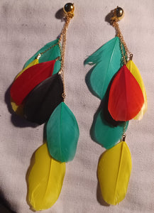 Handmade Feather tassel clip on earrings