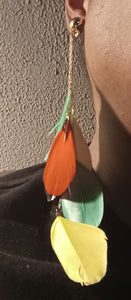 Handmade Feather tassel clip on earrings