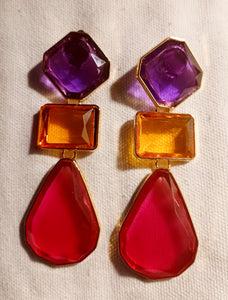 Chunky faux crystal Clip On earrings