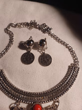 Load image into Gallery viewer, Bohemian Collar Coin Necklace and clip on earrings
