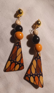 Abstract boho clip on earrings