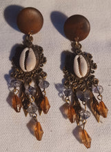 Load image into Gallery viewer, Handmade boho cowrie clip on earrings
