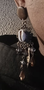 Handmade boho cowrie clip on earrings