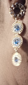 Handmade rhinestone dangle clip on earrings