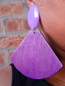 Giant colorblock pop art wood and acrylic earrings