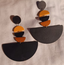 Load image into Gallery viewer, Handmade Clip on geometric wood clip on earrings

