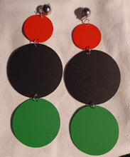 Load image into Gallery viewer, Extra long wooden disc clip on earrings
