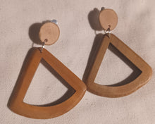 Load image into Gallery viewer, Handmade Wooden boho clip on earrings
