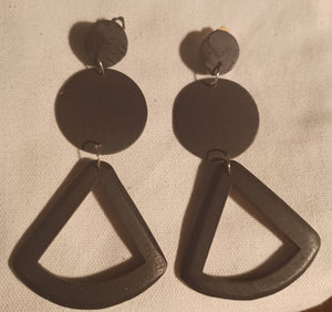 Handmade Wooden boho clip on earrings