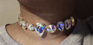 Colorful rhinestone chocker and clip on earrings set