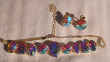 Load image into Gallery viewer, Colorful rhinestone chocker and clip on earrings set
