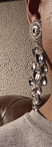 Runway rhinestone dangle clip on earrings