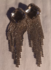 Runway rhinestone dangle clip on earrings