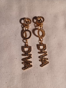 Handmade Diva rhinestone clip on earrings