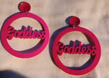 Load image into Gallery viewer, Large Wooden Goddess statement clip on earrings
