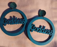 Load image into Gallery viewer, Large Wooden Goddess statement clip on earrings
