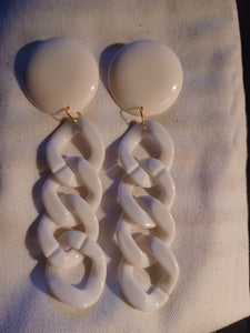 Handmade Acrylic Chain Hoop Clip on Earrings