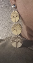 Load image into Gallery viewer, Natural wood tree of life clip on earrings
