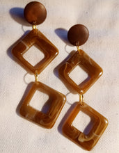 Load image into Gallery viewer, Handmade Acrylic and wood dangle earrings
